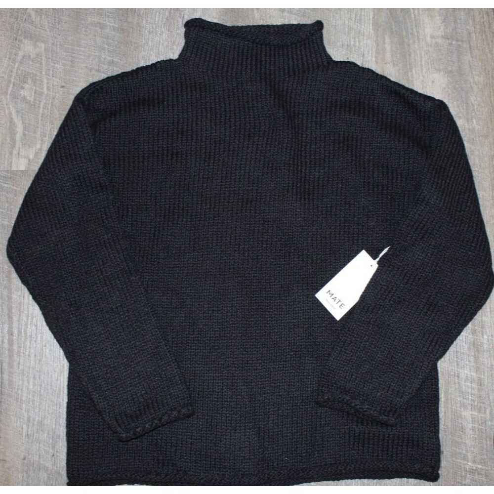 MATE The Label Alpaca‎ Cotton Rolled Neck Sweater Black NWT $218